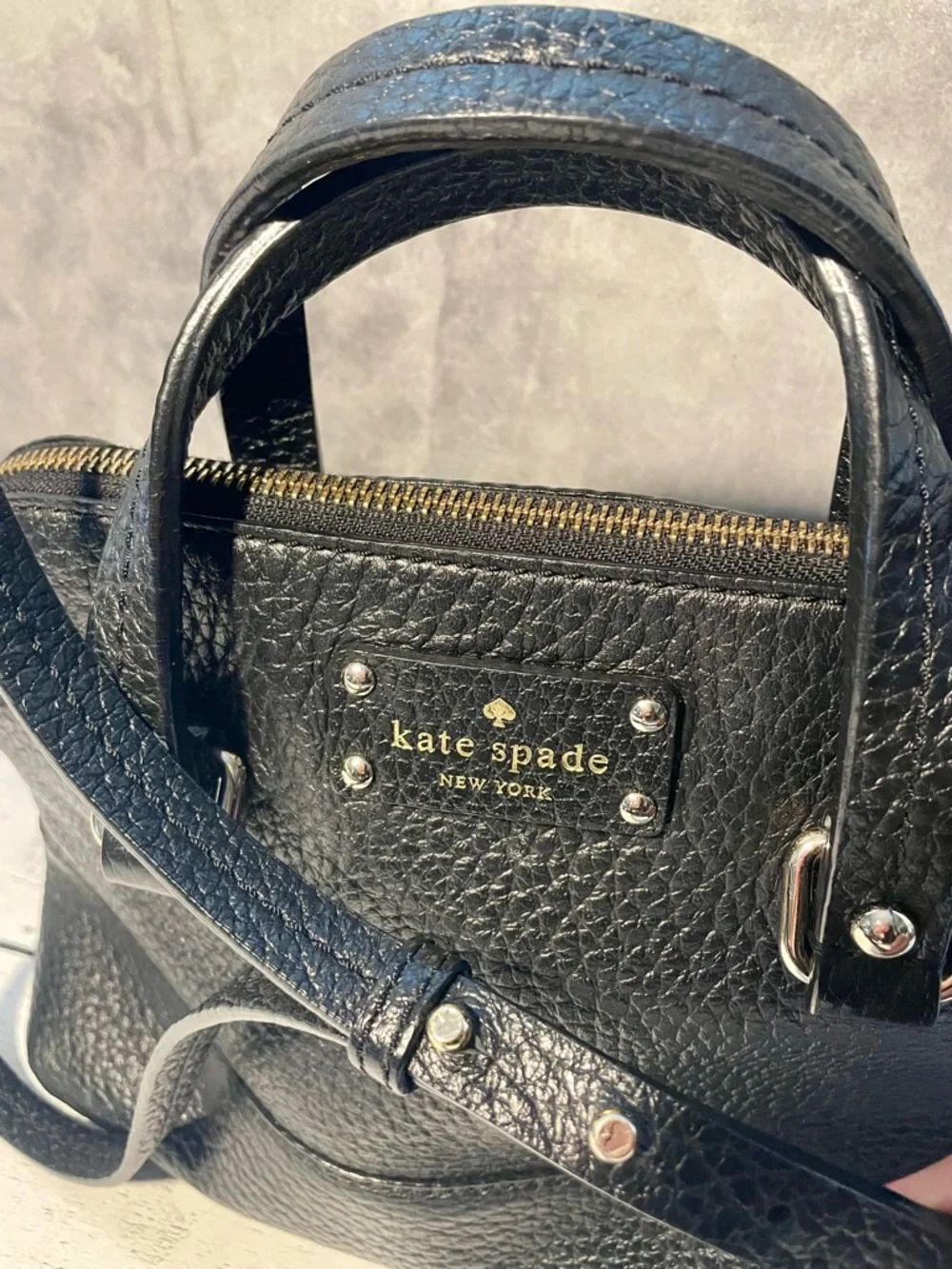 kate spade Black Pebbled Leather Satchel with Crossbody Strap - Picture 3 of 15